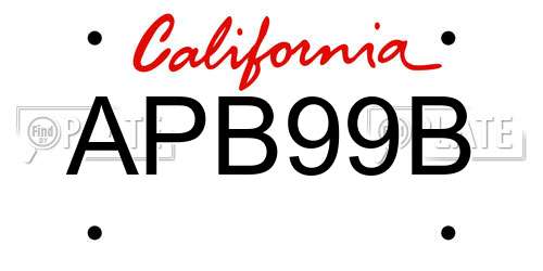 APB99B California License Plate