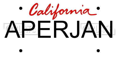 APERJAN California License Plate