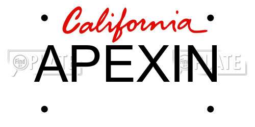 APEXIN California License Plate