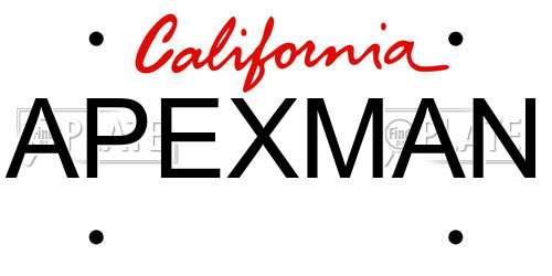 APEXMAN California License Plate