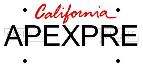 APEXPRE California License Plate