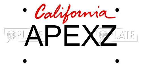 APEXZ California License Plate