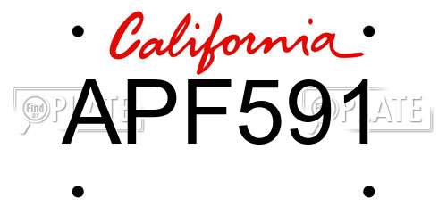 APF591 California License Plate