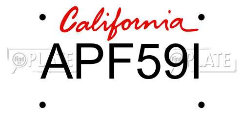APF59I California License Plate
