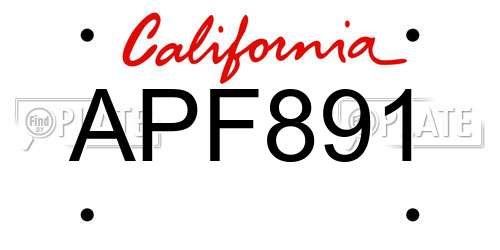APF891 California License Plate