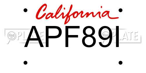 APF89I California License Plate