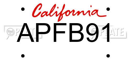 APFB91 California License Plate