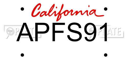 APFS91 California License Plate