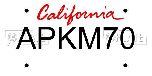 APKM70 California License Plate