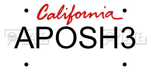 APOSH3 California License Plate