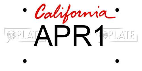 APR1 California License Plate