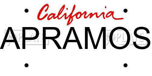 APRAMOS California License Plate