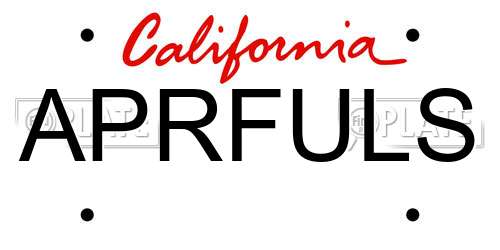 APRFULS California License Plate