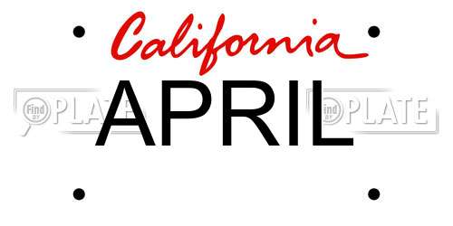 APRIL California License Plate