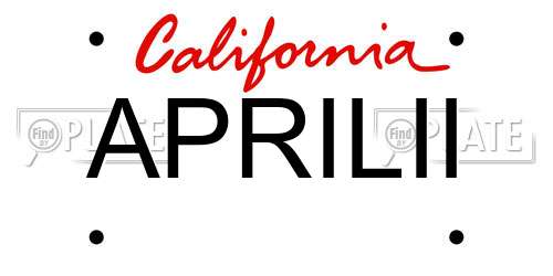 APRILII California License Plate