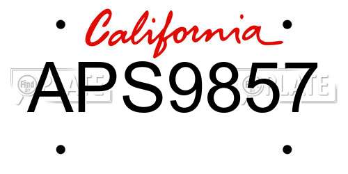 APS9857 California License Plate
