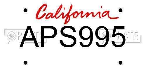 APS995 California License Plate