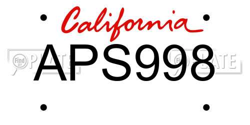 APS998 California License Plate