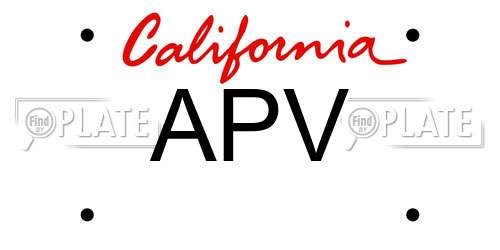 APV California License Plate