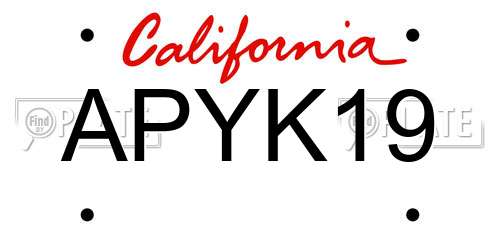 APYK19 California License Plate