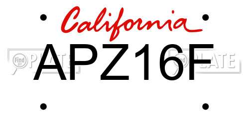 APZ16F California License Plate