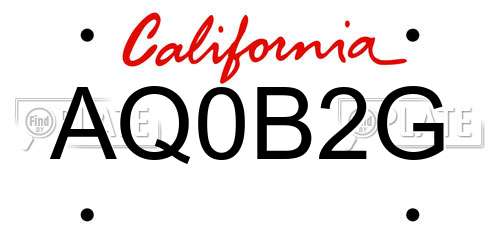 AQ0B2G California License Plate