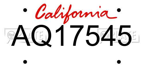 AQ17545 California License Plate