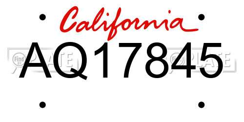 AQ17845 California License Plate