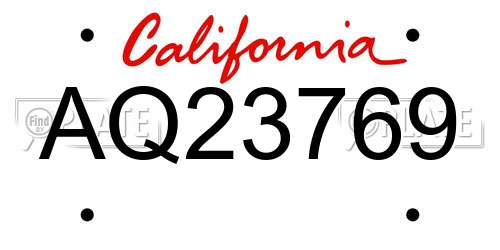 AQ23769 California License Plate