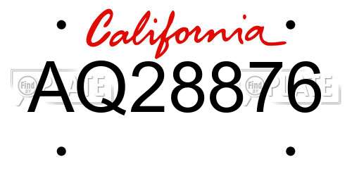 AQ28876 California License Plate