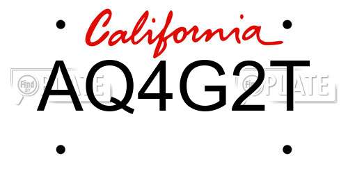AQ4G2T California License Plate