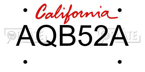 AQB52A California License Plate