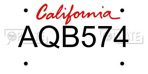 AQB574 California License Plate