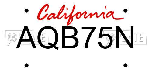 AQB75N California License Plate