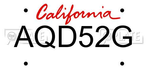 AQD52G California License Plate