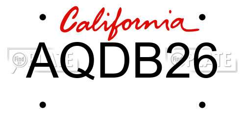 AQDB26 California License Plate