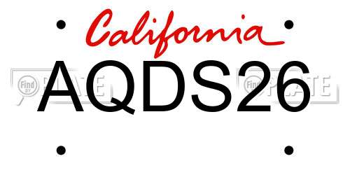 AQDS26 California License Plate