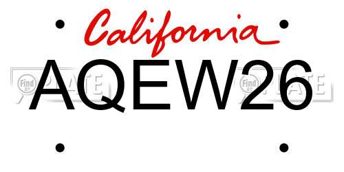 AQEW26 California License Plate