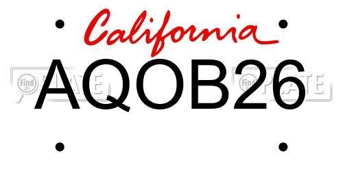 AQOB26 California License Plate