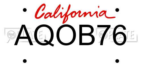 AQOB76 California License Plate
