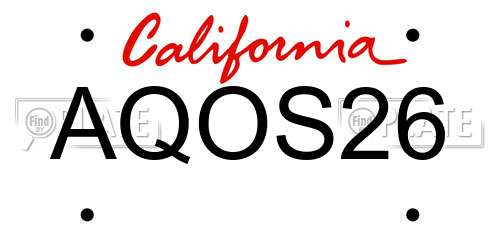 AQOS26 California License Plate