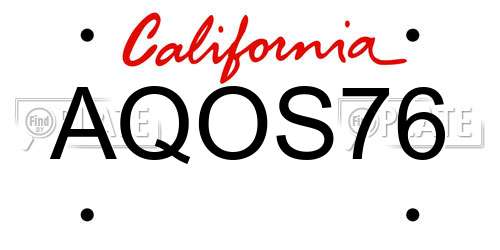 AQOS76 California License Plate