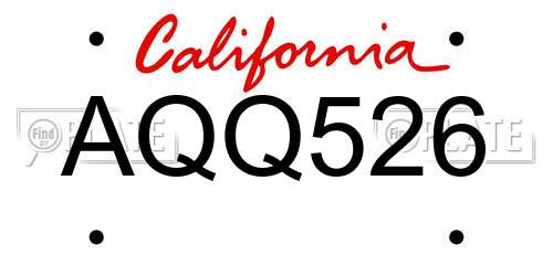 AQQ526 California License Plate