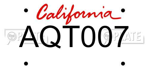 AQT007 California License Plate