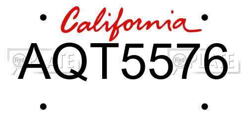 AQT5576 California License Plate