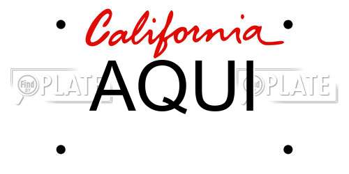 AQUI California License Plate