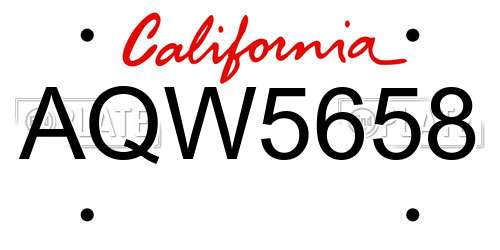 AQW5658 California License Plate