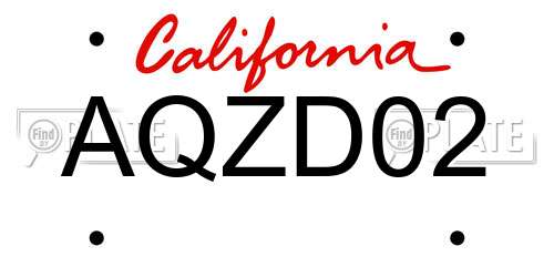 AQZD02 California License Plate