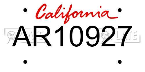 AR10927 California License Plate