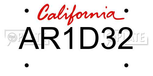 AR1D32 California License Plate